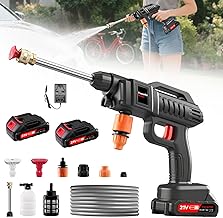 Cordless Pressure Washer Battery Powered, 1500W Portable Power Washer, 60Bar/870PSI Electric Pressure Washer Handheld High Pressure washers Gun with 2 Nozzles, 2 Battery, 5m Hose Cordless Jet Washers