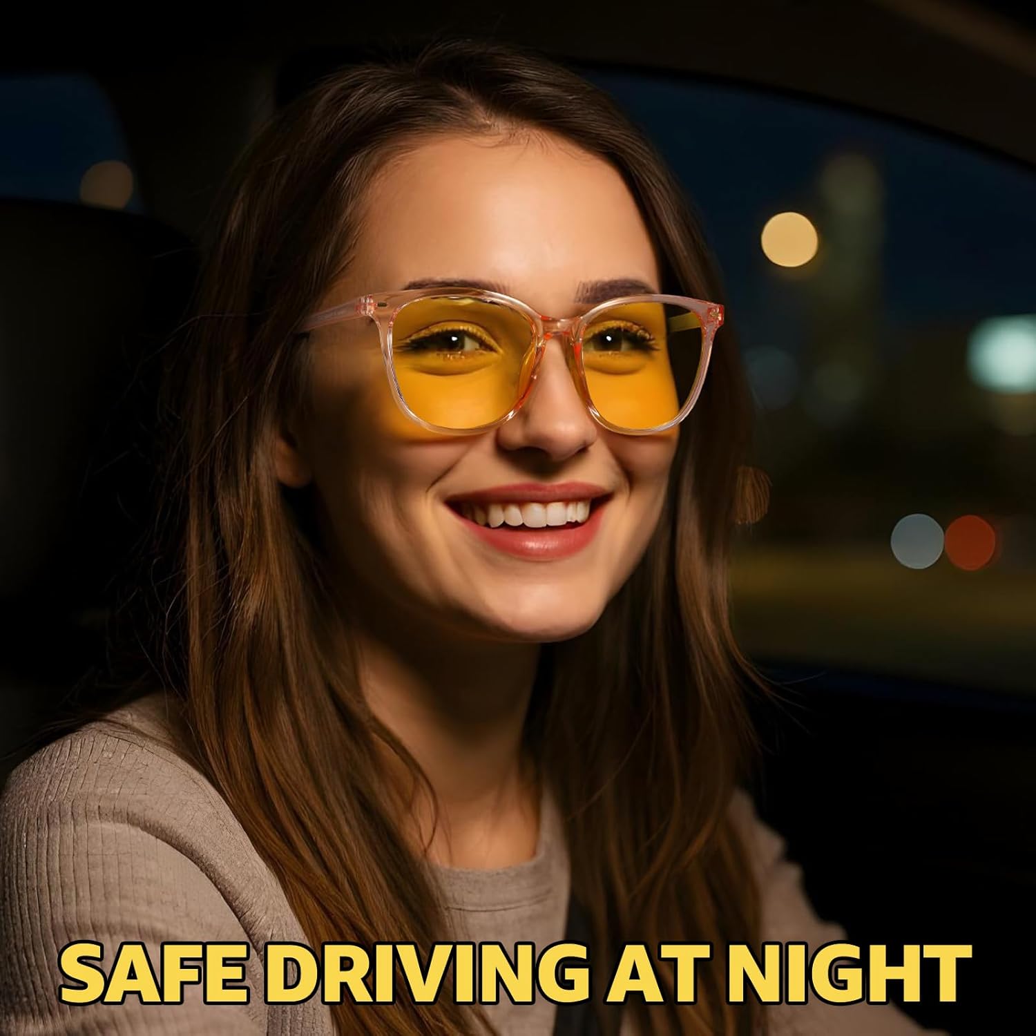 Myiaur Polarized Night Vision Glasses for Women, Anti Glare Driving Vision Glasses with Yellow Lens, UV400 Protection - Image 2