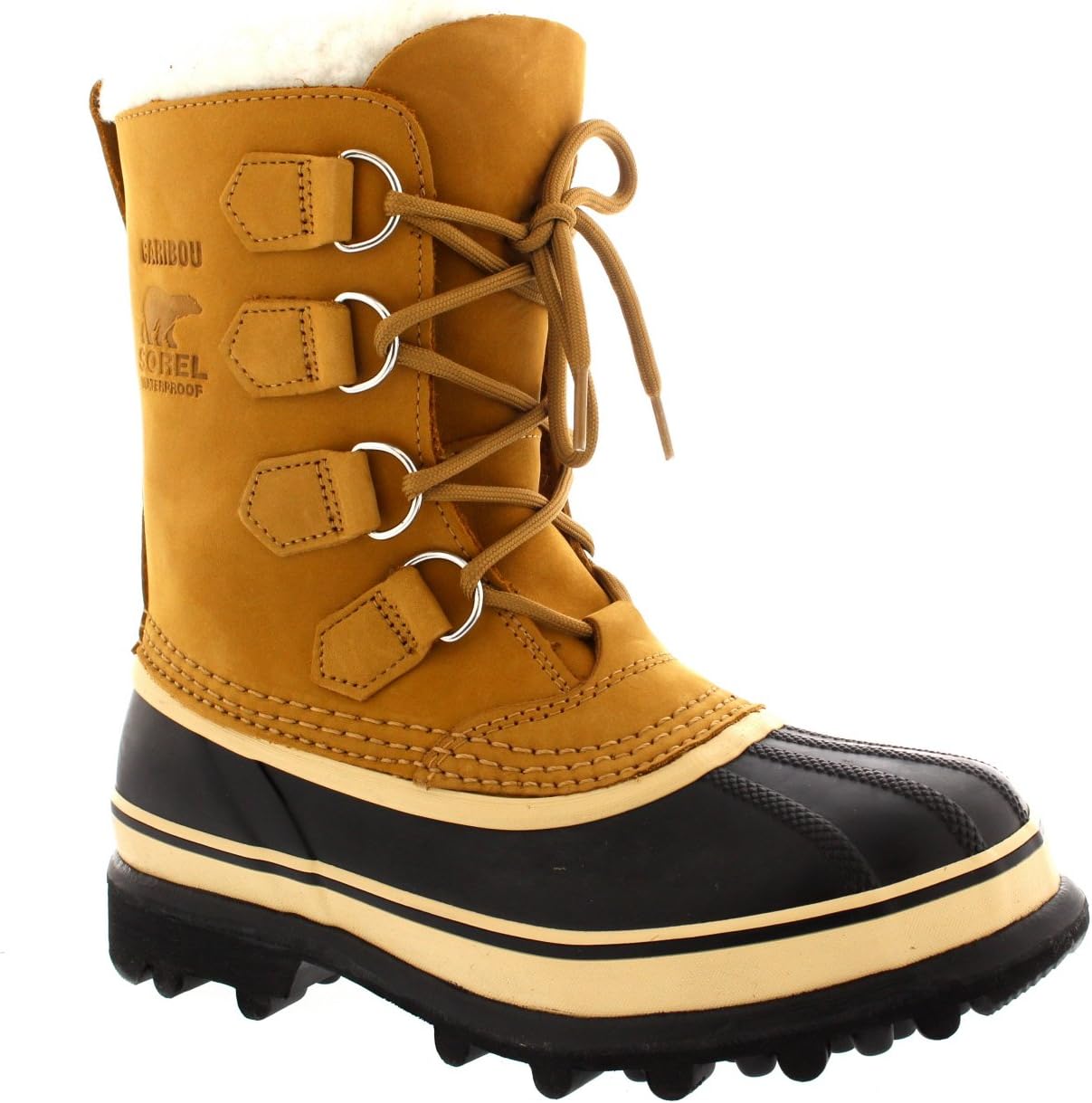 Sorel Womens Caribou Snow Waterproof Winter Fur Lined Mid Calf Rain Boot - Tan - 5