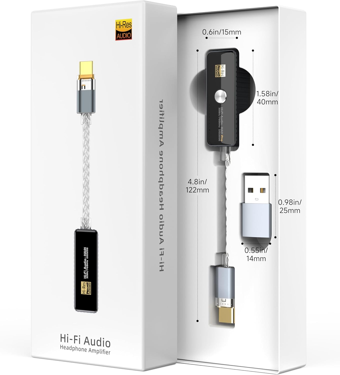 USB C DAC Headphone Amplifier, Portable 3.5mm Audio Adapter Dongle, Hi-Res 32bit/768kHz PCM/DSD256 Support for Android Smartphones, Laptops, PCs, Music Players & Other USB-C Devices - Image 6