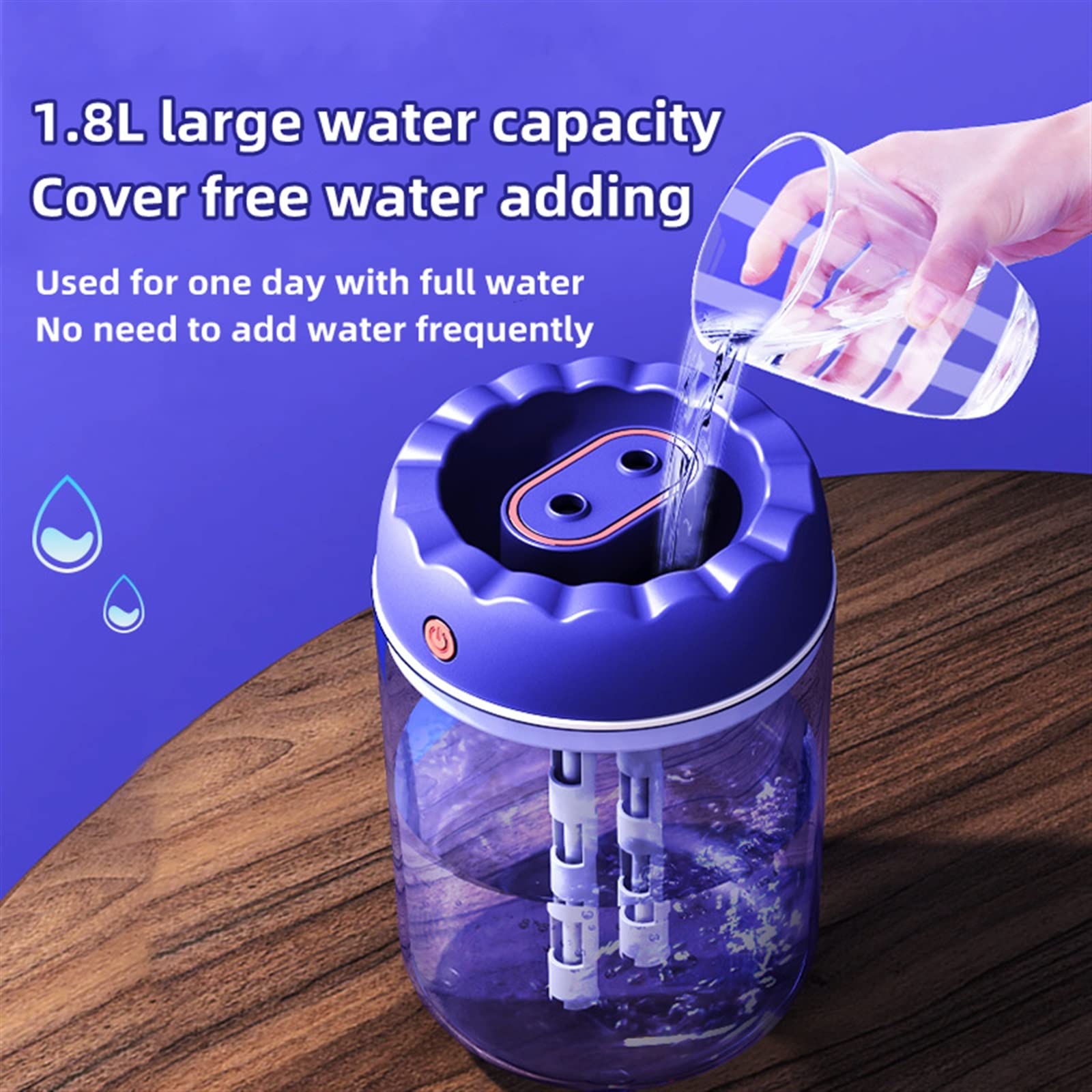Nawilżacz 1800ML domowy elektryczny nawilżacz powietrza o dużej pojemności USB podwójna dysza ultradźwiękowy Aroma Mist Maker Fogger z dyfuzorem światła LED(Green)
