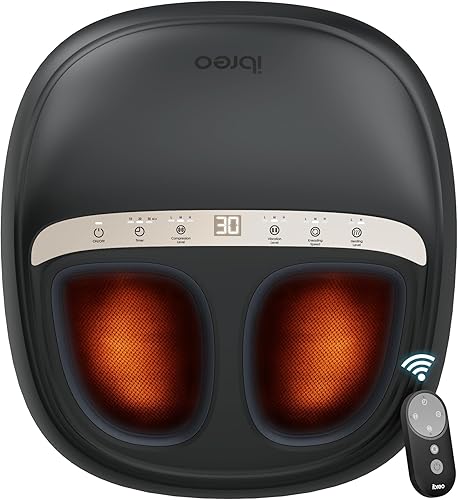 Masajeador eléctrico de pies con calor, amasado profundo, compresión de aire, masaje shiatsu por vibración, presión ajustable y temporizador para