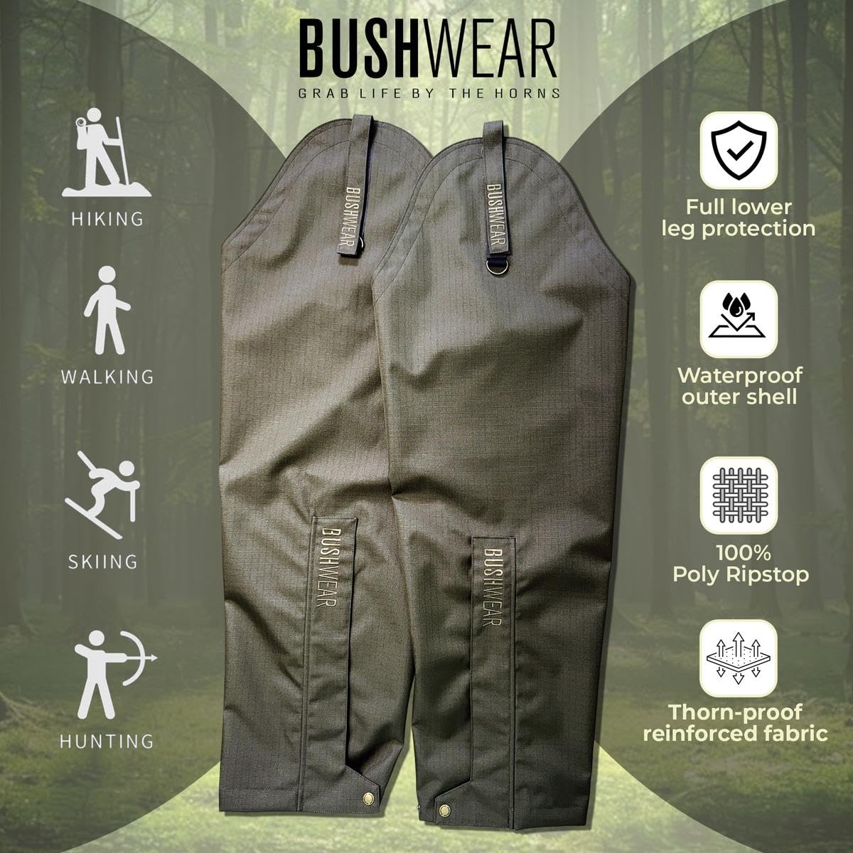 BushWear Thornguard Pro Jambières – Imperméables et Résistantes aux Ronces – Pro