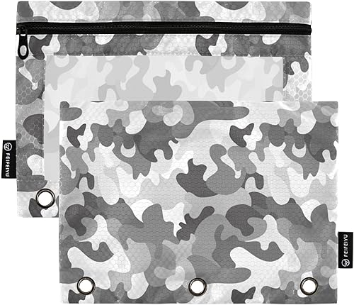 Estuche para carpetas de archivos azul bosque de camuflaje resistente para carpetas de 3 anillas, ventana transparente, oficina, escritorio, soporte