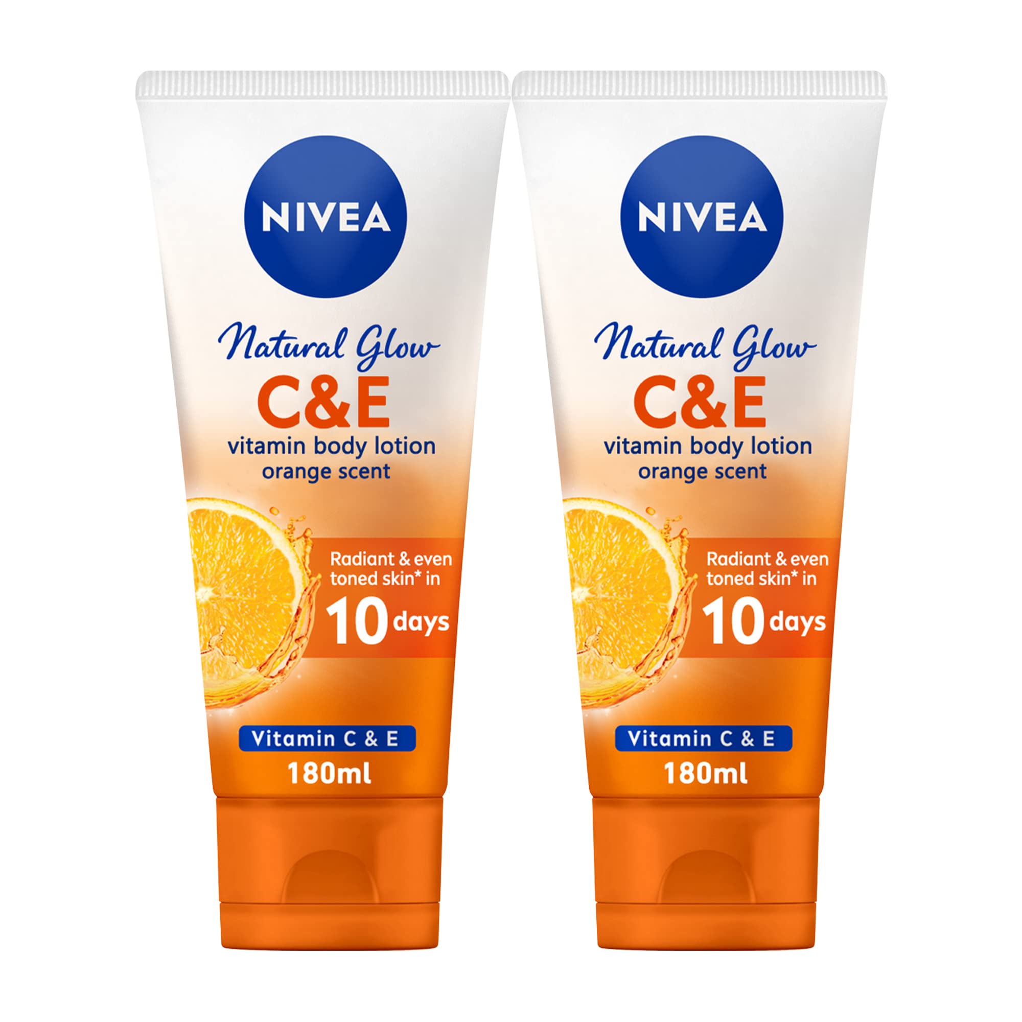 NIVEA Body Lotion Vitamin C & E, Natural Glow Orange Scent, 2x180ml