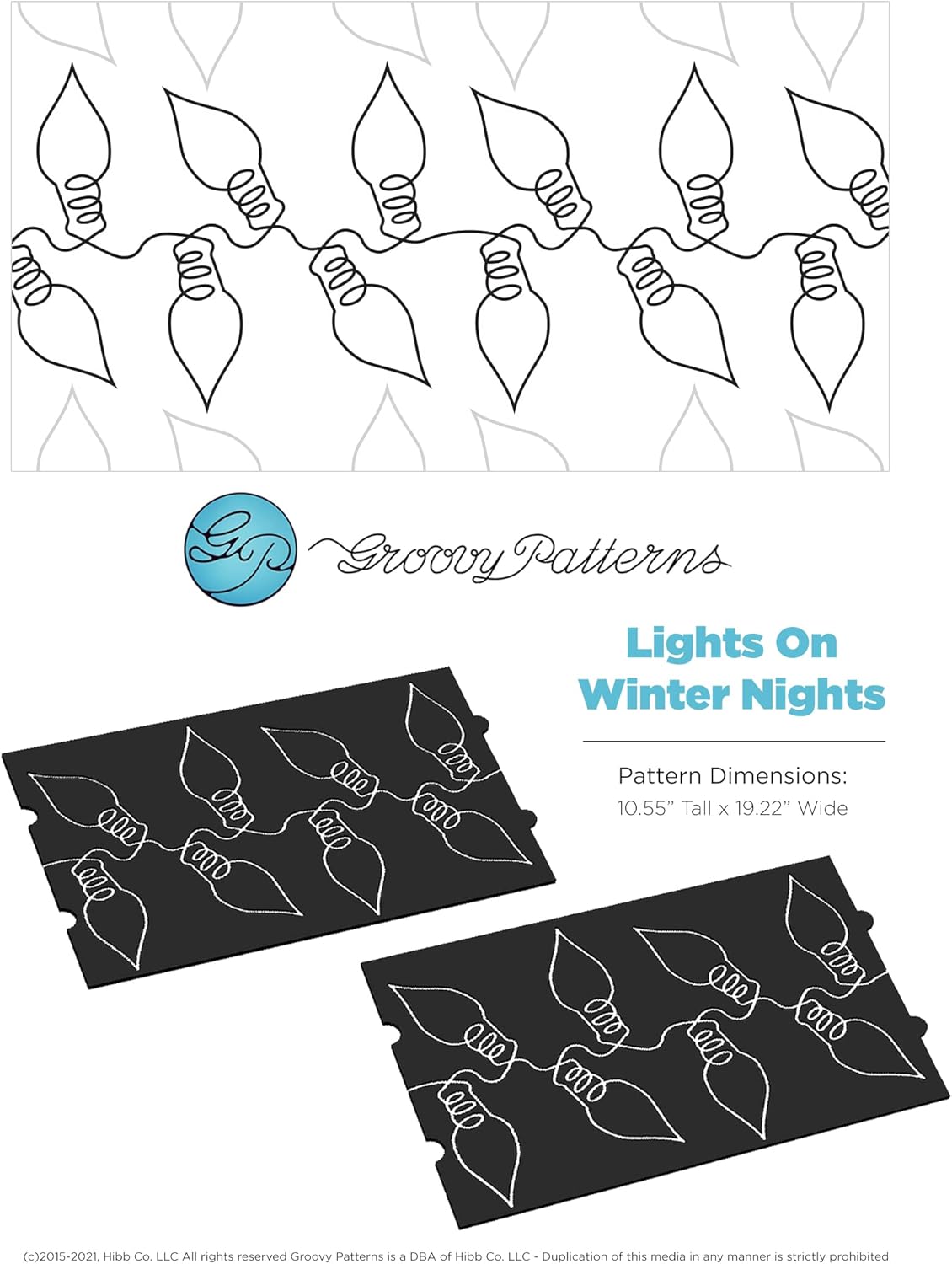 Generic Groovy Patterns Lights On Winter Nights Quilt Pattern - Long Arm Board Sewing Template
