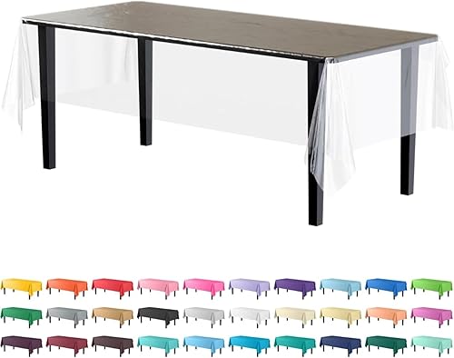 Exquisite Paquete de 12 manteles de plástico de alta calidad de 54 x 108 pulgadas, mantel rectangular - Transparente