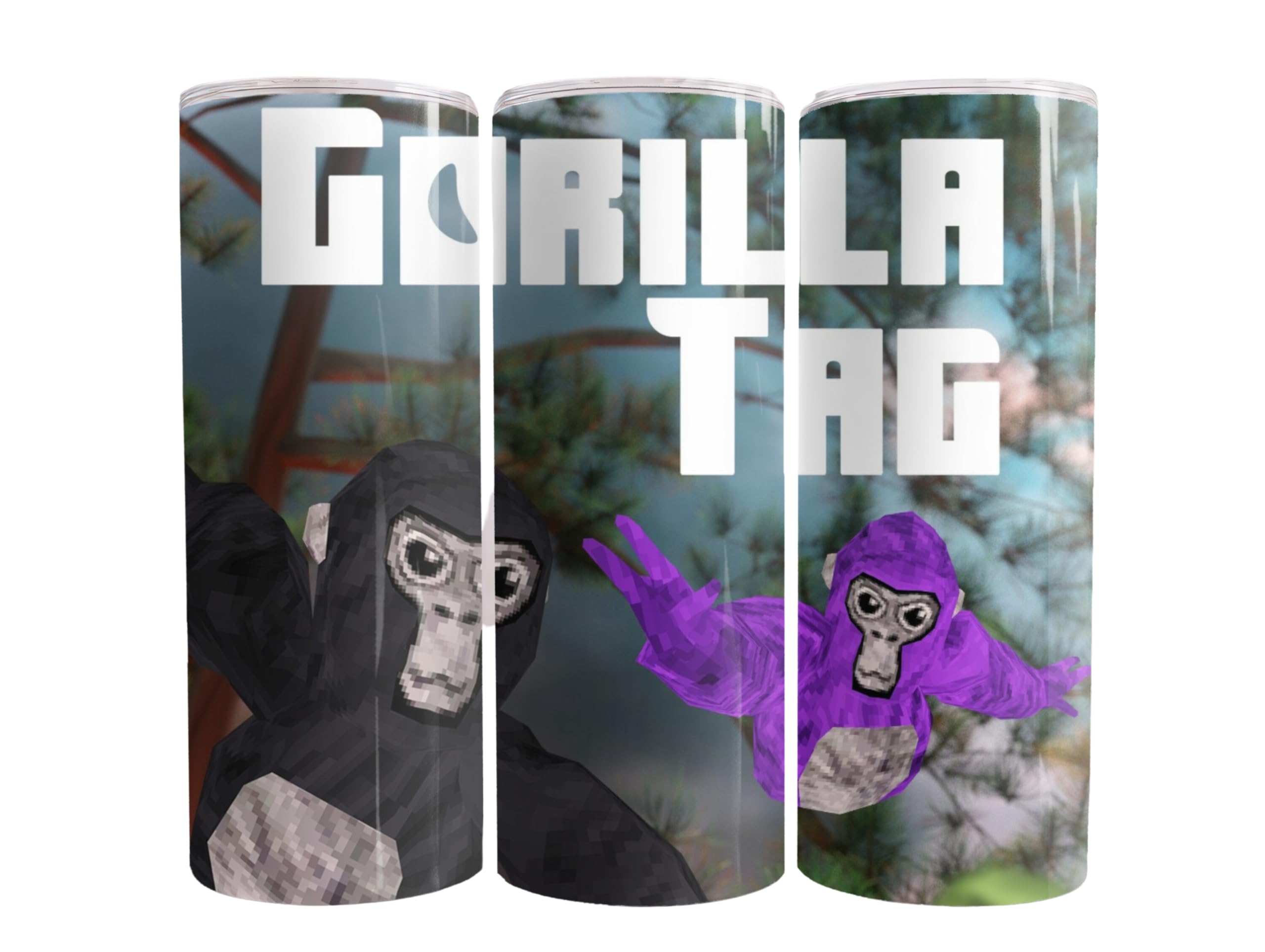 Immerse & Sip: Gorilla Tag VR – Playful Thirst Quenche - 20oz Skinny Tumbler - Double Wall Skinny Tumbler with Straw and Lid, Insulated Cup Stainless Steel Slim Travel Tumbler for Women and Men 20oz