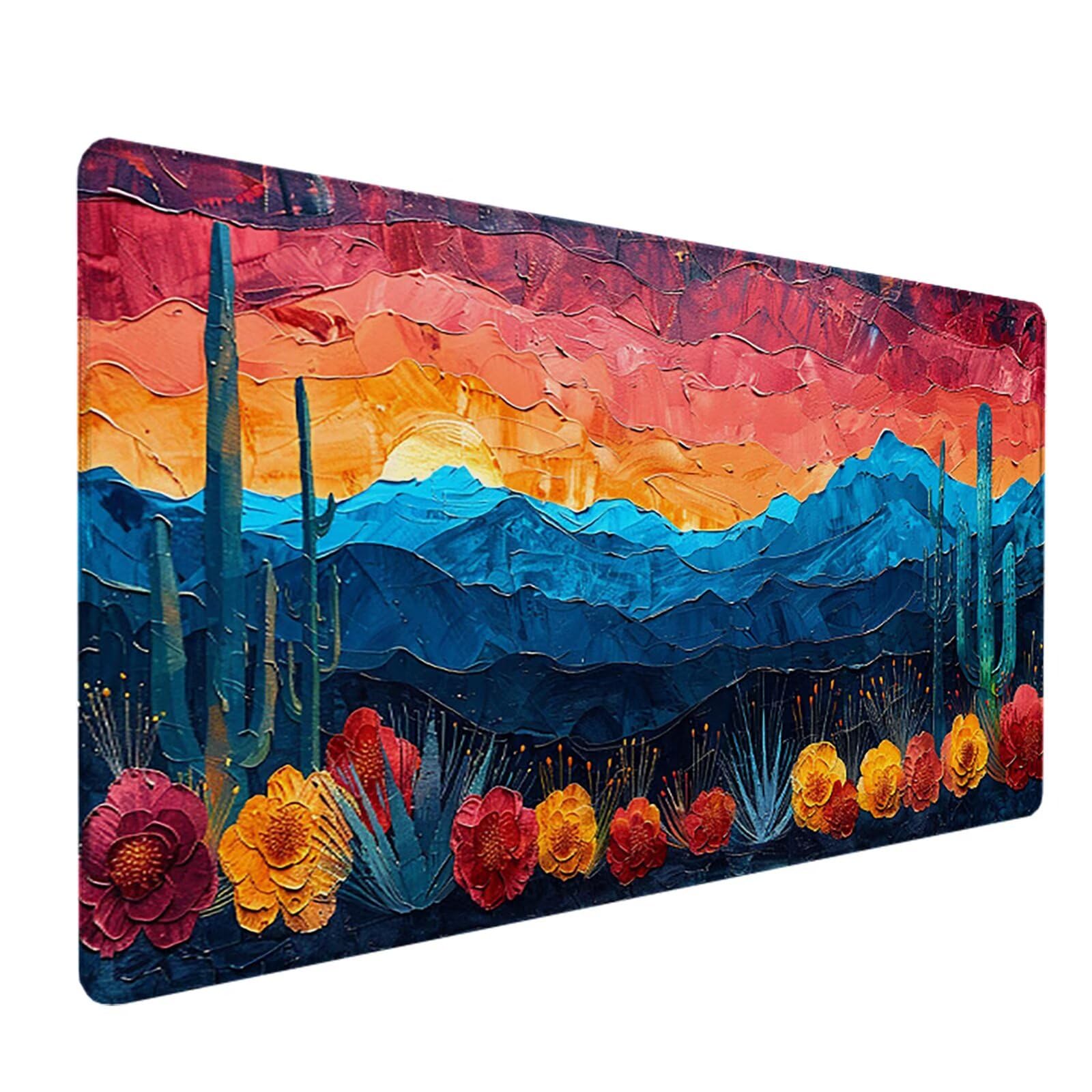 Amanecer Alfombrilla Ratón Gaming XXL 1500x800 mm, Alfombrilla Gaming Rojo Mousepad con Base de Goma Antideslizante, Impermeable Desk Mat para Teclado y Raton, Accesorios Gaming Regalos de Hombre H-U