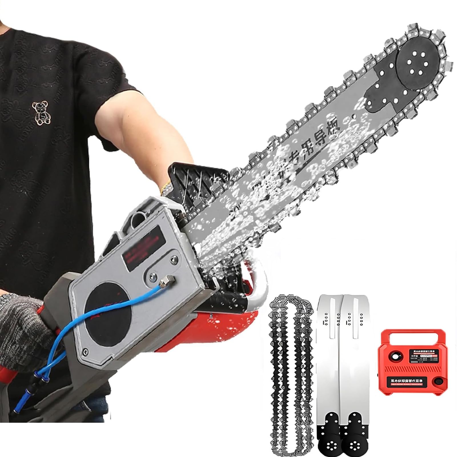 6500W Sega A Catena Elettrica Per Cemento, Motosega elettrica Per Calcestruzzo, Tagliamuri In Cemento, Tagliamuri A Catena Diamantata, profondità di taglio 35cm/48cm, Per muro mattoni rossi (48cm)