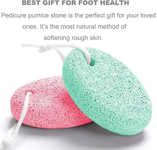 Miniatura 3 de Borogo - Piedra pómez natural para pies, paquete de 2 herramientas de pedicura de lava, removedor de callos de piel dura para pies y manos, rojo y