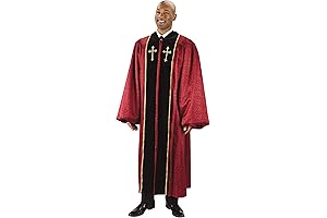 Men's Burgundy Clergy Robes With Gold Cross Embroidery