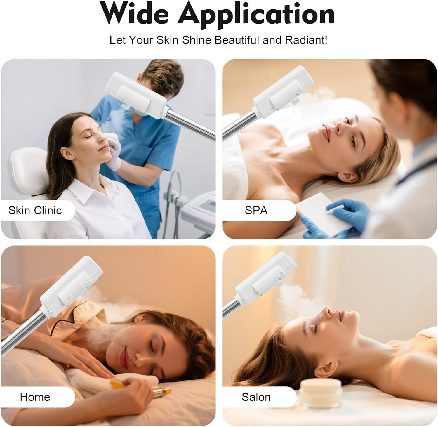 750 W Vapozone vapore facciale vapore viso con luce LED vaporizzatore Vapozone estetica professionale regolabile in altezza, adatto per salone di bellezza, casa, soggiorno(bianco)