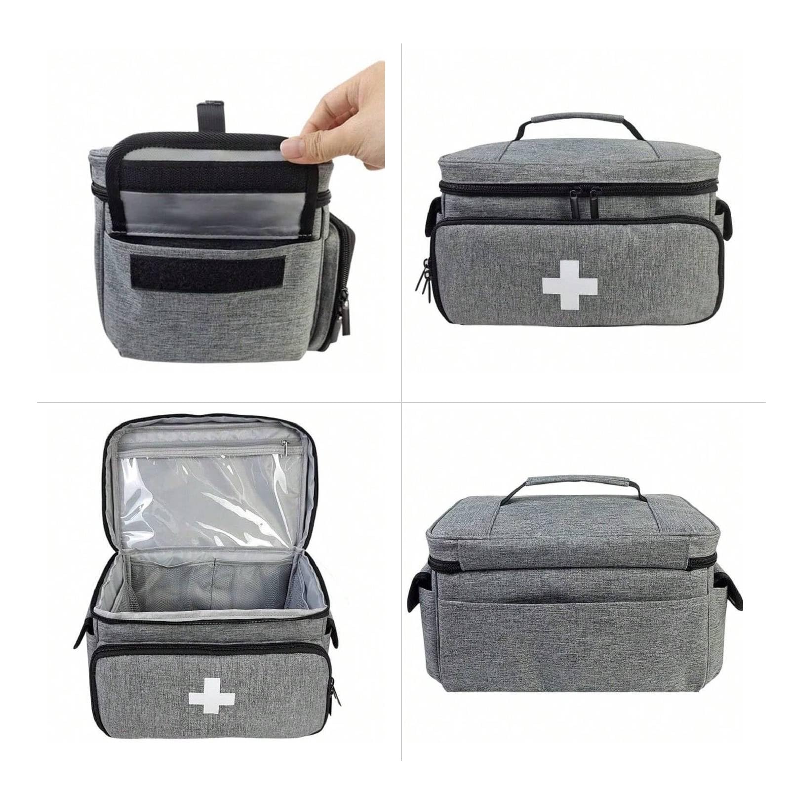 Organizer-Tasche For Medizinisches Bedarfsmaterial For Ersthelfer,Leeres Erste-Hilfe-Set Mit Großer Kapazität,Organizer-Tasche For Medikamente Mit Mehreren Taschen(Gray)