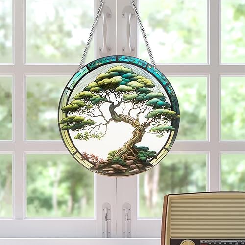 Miniatura 3 de Decoración acrílica de 11.8 pulgadas para colgar ventanas, decoración de pared de vitral, decoración de pared para decoración de oficina en el hogar