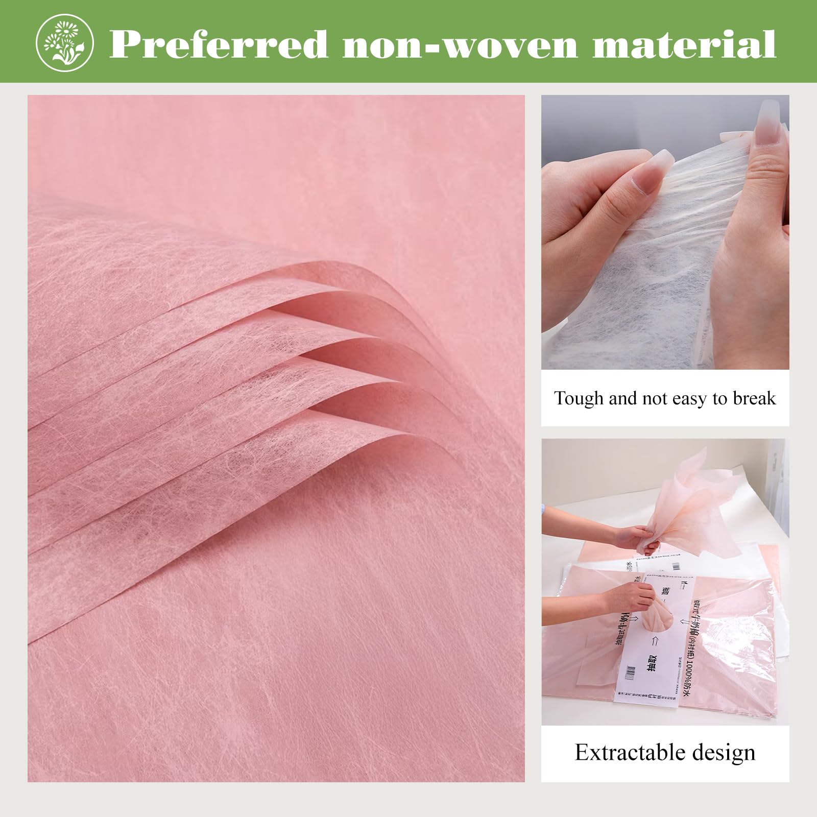80 Sheets Cotton Bouquet Wrapping Paper,17 * 22inch Non-Woven Withdrawable Pleated Floral Wrapping Gift Packaging Paper Flower Shop Supplies for DIY (Pink) - Image 4