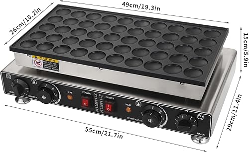 Miniatura 2 de Mini panqueques holandés de 110 V, 50 piezas eléctrico antiadherente para panqueques de 1800 W, 1.6 pulgadas, máquina comercial para hacer
