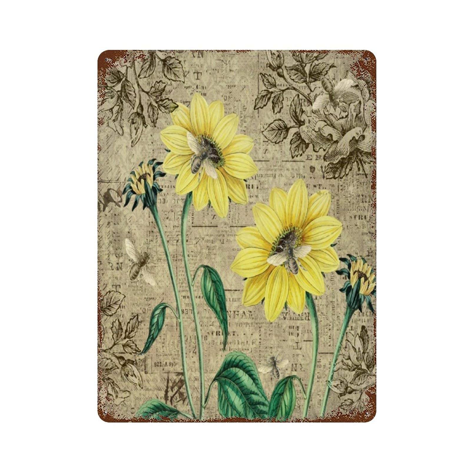 Lawenp Sunflower Vintage Wall Decor Bar Decor Aluminum Sign for Home Kitchen Bar Funny Sarcastic Metal 8 x 12 Inches Tin Sign