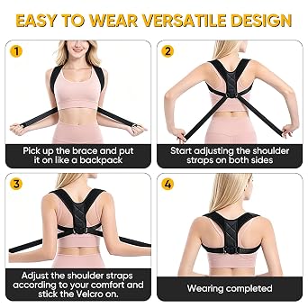 Posture Corrector for Men Women - Adjustable Back Support Brace