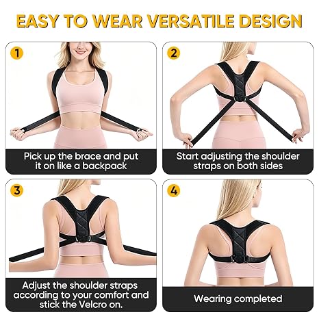 Posture Corrector for Men Women - Adjustable Back Support Brace