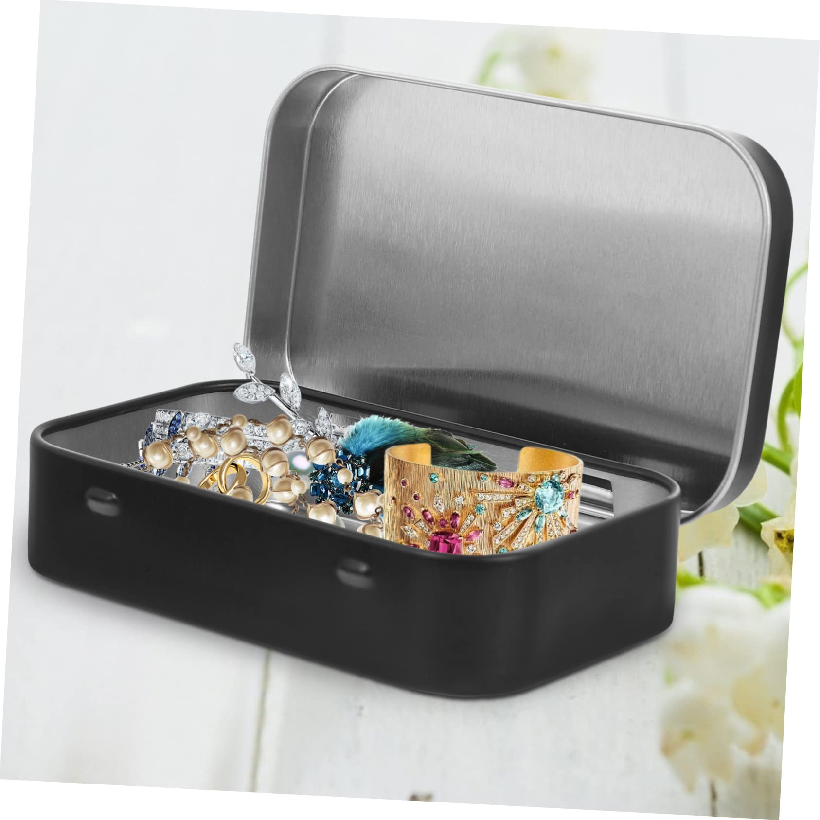 Tofficu Petite boîte de rangement vintage verrouillable en fer blanc avec clé, organiseur décoratif en métal moyen pour bureau