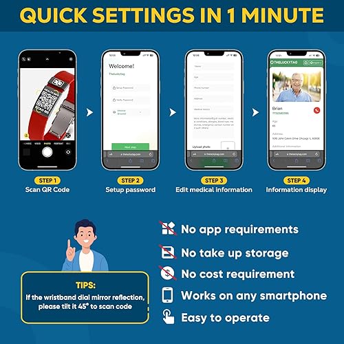 Miniatura 5 de Pulseras médicas para hombres y mujeres con código QR, pulseras de identificación de alerta médica, pulsera deportiva para niños y niñas, pulsera