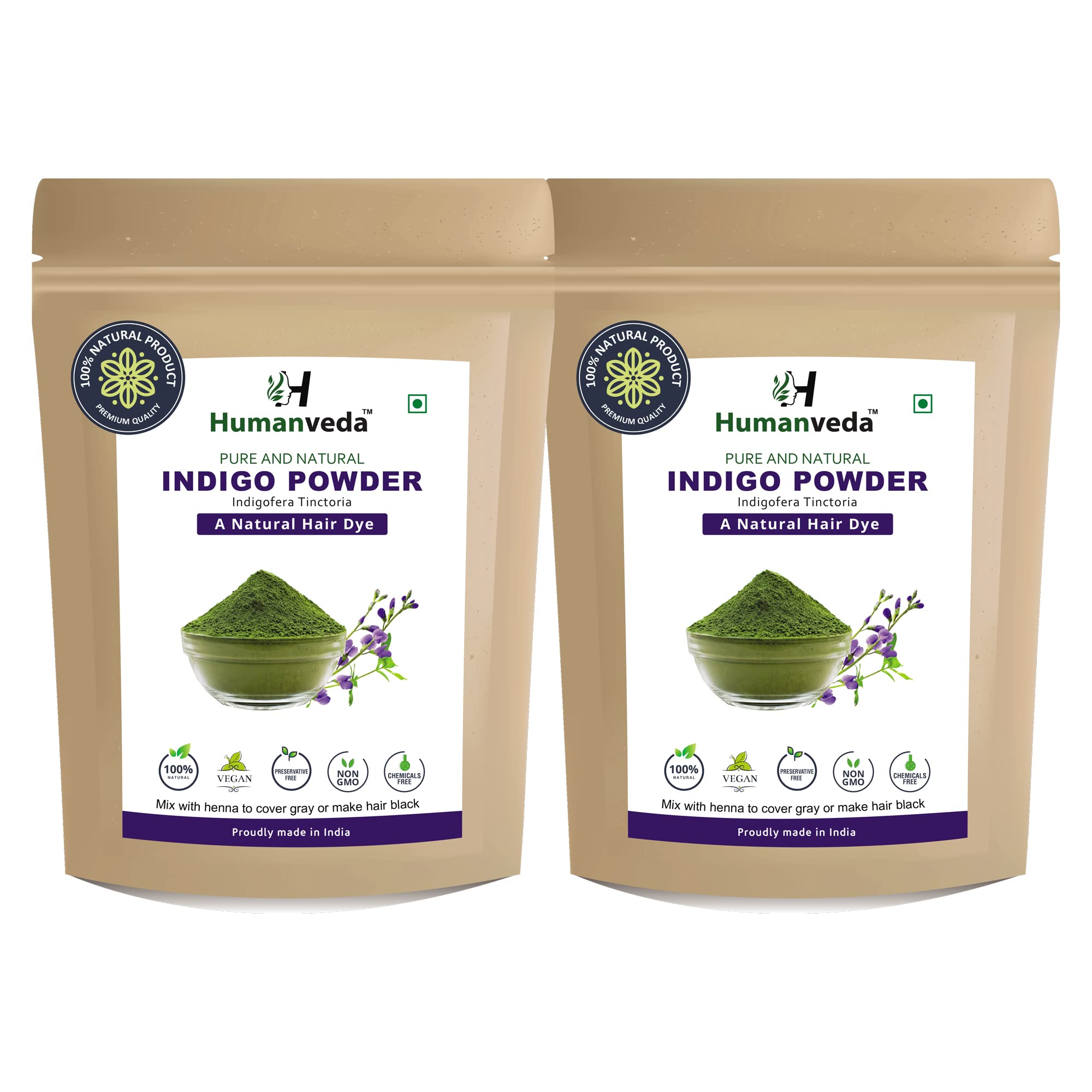 Humanveda Pure Indigo Powder | 100gm (Pack of 2) | Indigofera Tinctoria/Neel/Wasma | For Natural Hair Colorant Black/Brown/Blue Hair & Beard Dye/Coloring-image-38