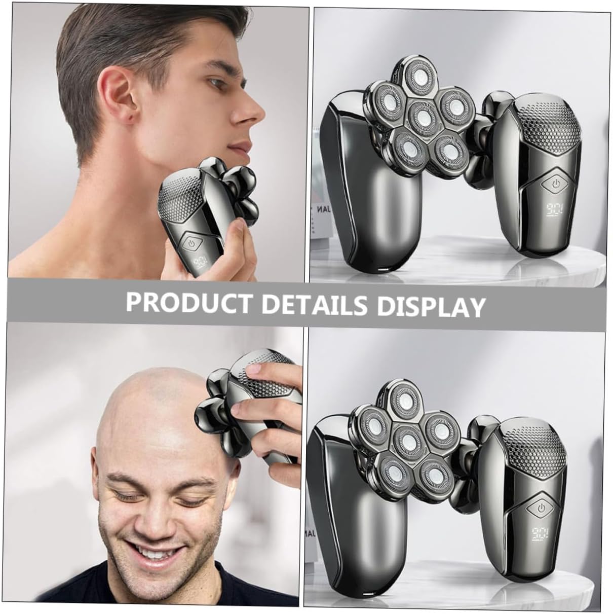 1 Set Rechargeable Electric Razor with Six Heads Beard Shaver for Men USB Charge Convenient Washable Design Durable Material for Precision Grooming