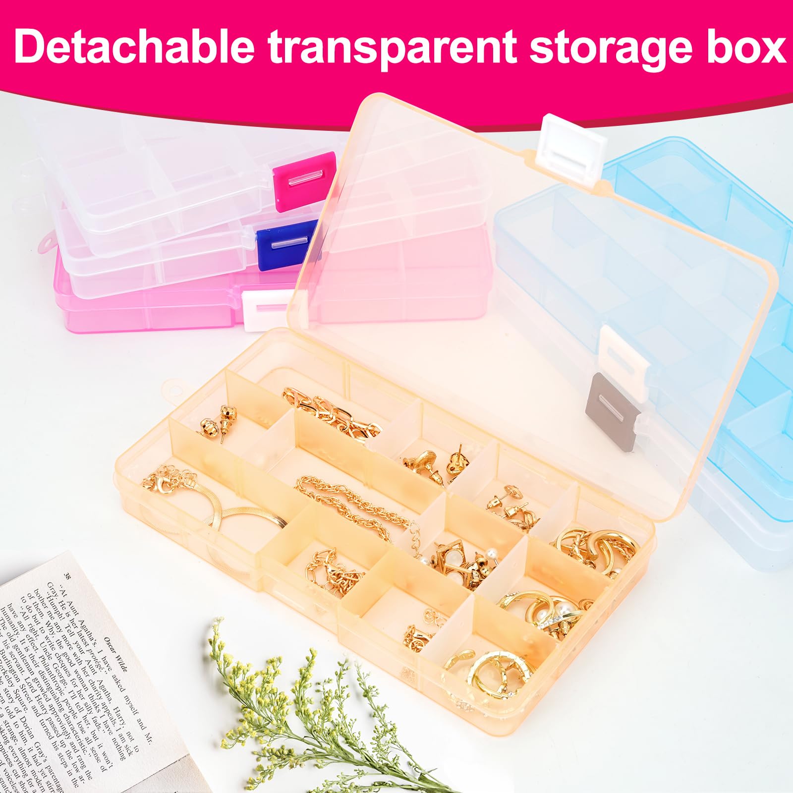 2 Scatole Portaoggetti Trasparenti Con Scomparti – Organizer In PP Per Gioielli, Viti E Perline – 19,4x12,5x4,5 Cm - 5
