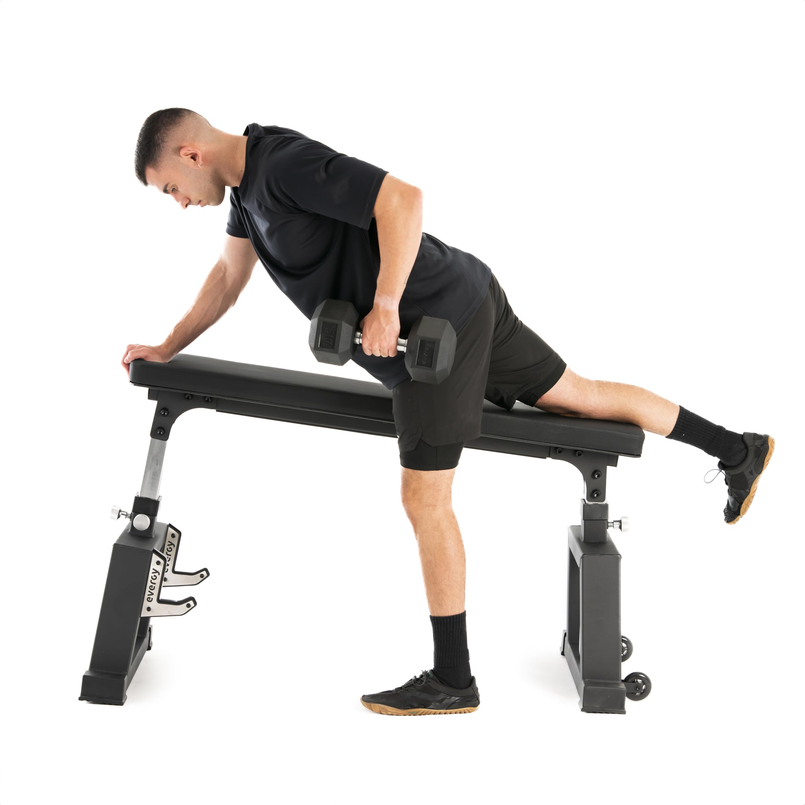 evergy - Rower Bench Banco de musculacion reclinable con J-cups para ejercicios de Remo con barra. Banco musculacion inclinable. Banco fitness para gym en casa. Banco musculación Remo