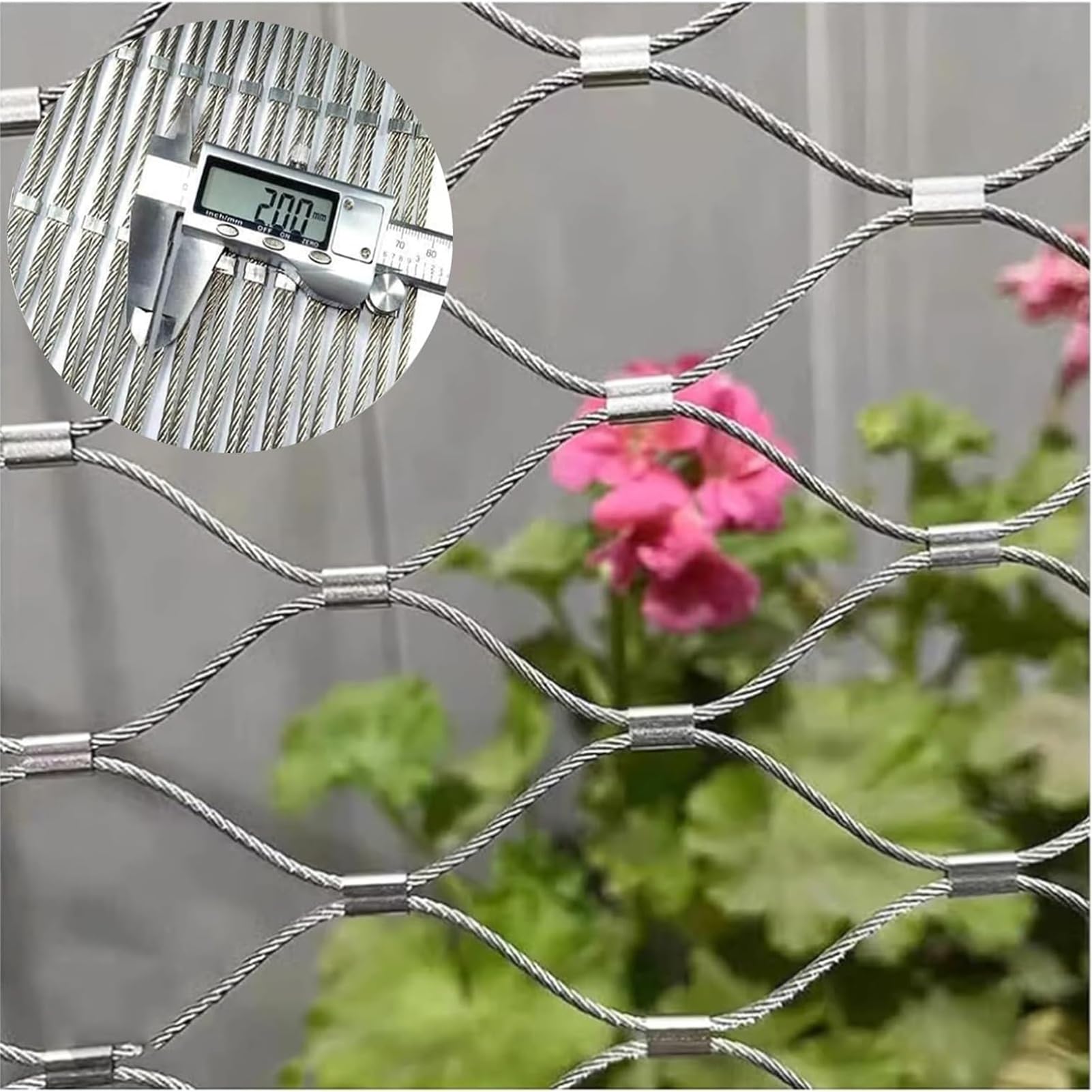 Flexible Stainless Steel Rope Mesh, Railing Safety Net 5cm/1.5mm Fall Prevention Net High Altitude, Animal Poultry Barrier Fence(0.8x15m