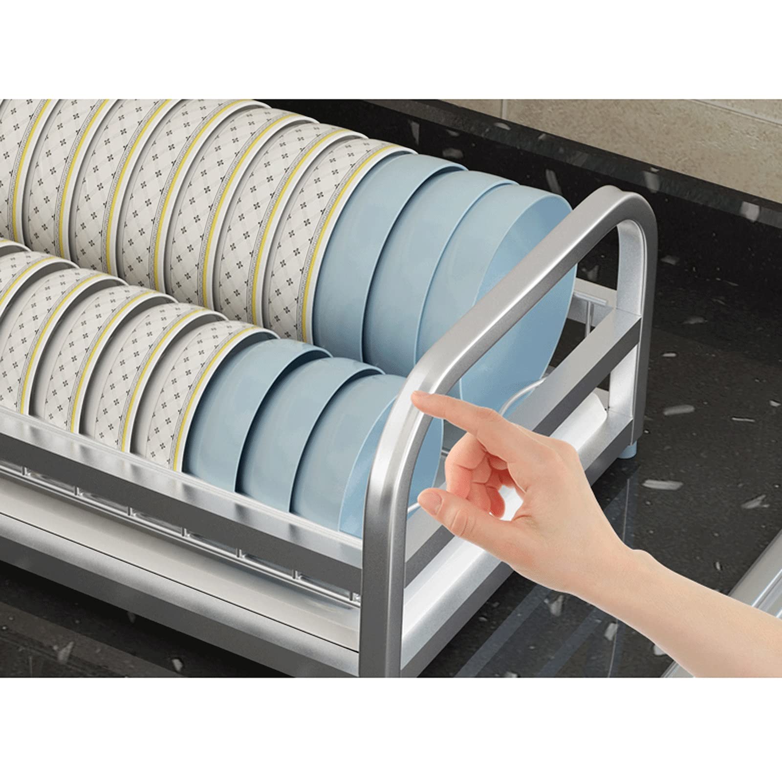 Küchen-Geschirrtrockner Single Layer Dishack Rack 304 Edelstahl Trockene Teller Rack Drain Rack Dishack Kitchen Drain Teller Rack Gerichte und Essstäbchen Multifunktionaler Abtropfständer