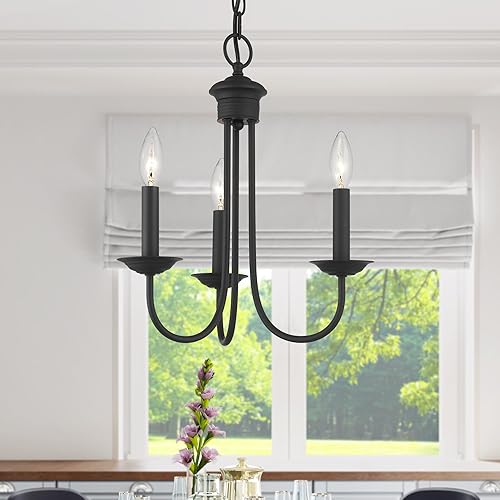 Miniatura 8 de Livex Lighting 42683-04 Steel 3 Light Chandelier for Home Decor, 1 Black Ceiling Light Fixture, Perfect for Living Room or Bedroom Decor