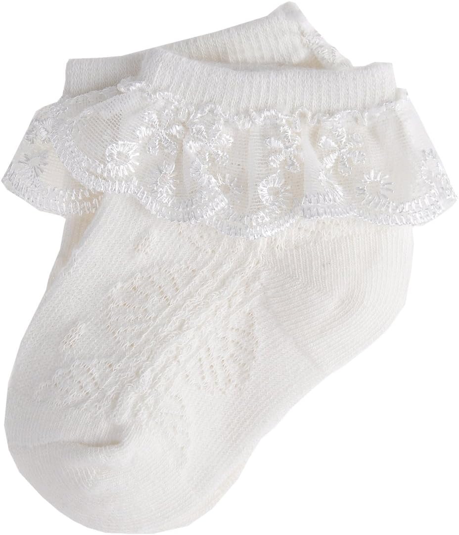 EPEIUS Baby-Girls Eyelet Frilly Lace Socks,Newborn/Infant/Toddler/Little Girls (Pack of 2/3/4/6) - Image 8