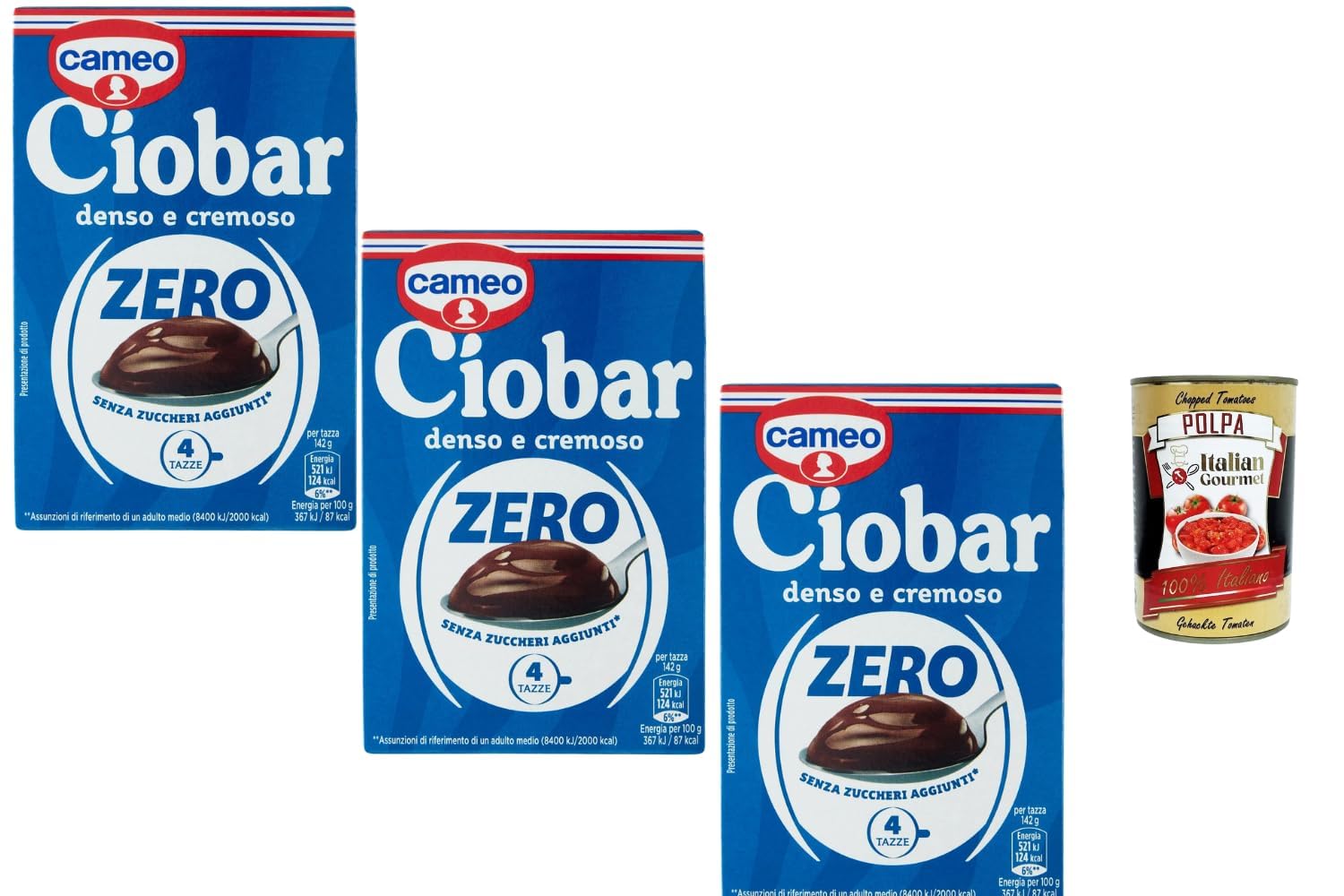 Italian Gourmet Ciobar Chocolat Chaud Zéro Sucre 3x76g, boisson chocolatée italienne sans sucres ajoutés, texture dense et crémeuse, cacao intense, préparation rapide, idéal régime