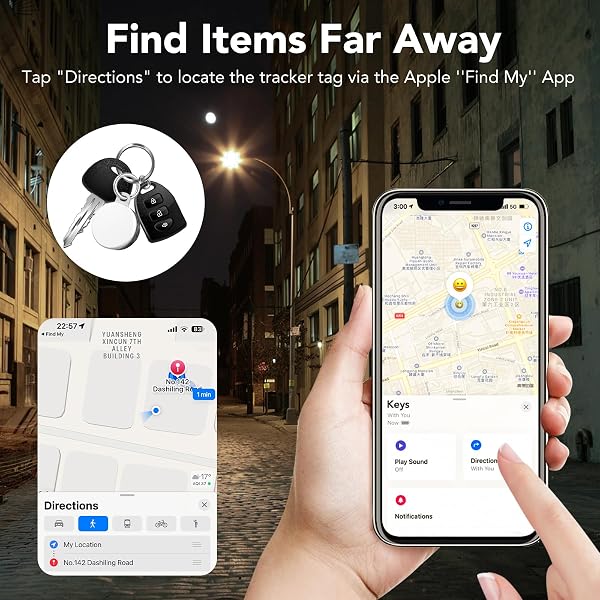 Air Traceur Tag Lot de 2 avec 4 Modes Light, Compatible avec Apple Localiser (iOS Uniquement), Smart Tag pour Les Balades Nocturnes, Le Camping,Localisateur d'objets pour Portefeuilles Clés Sacs - 5