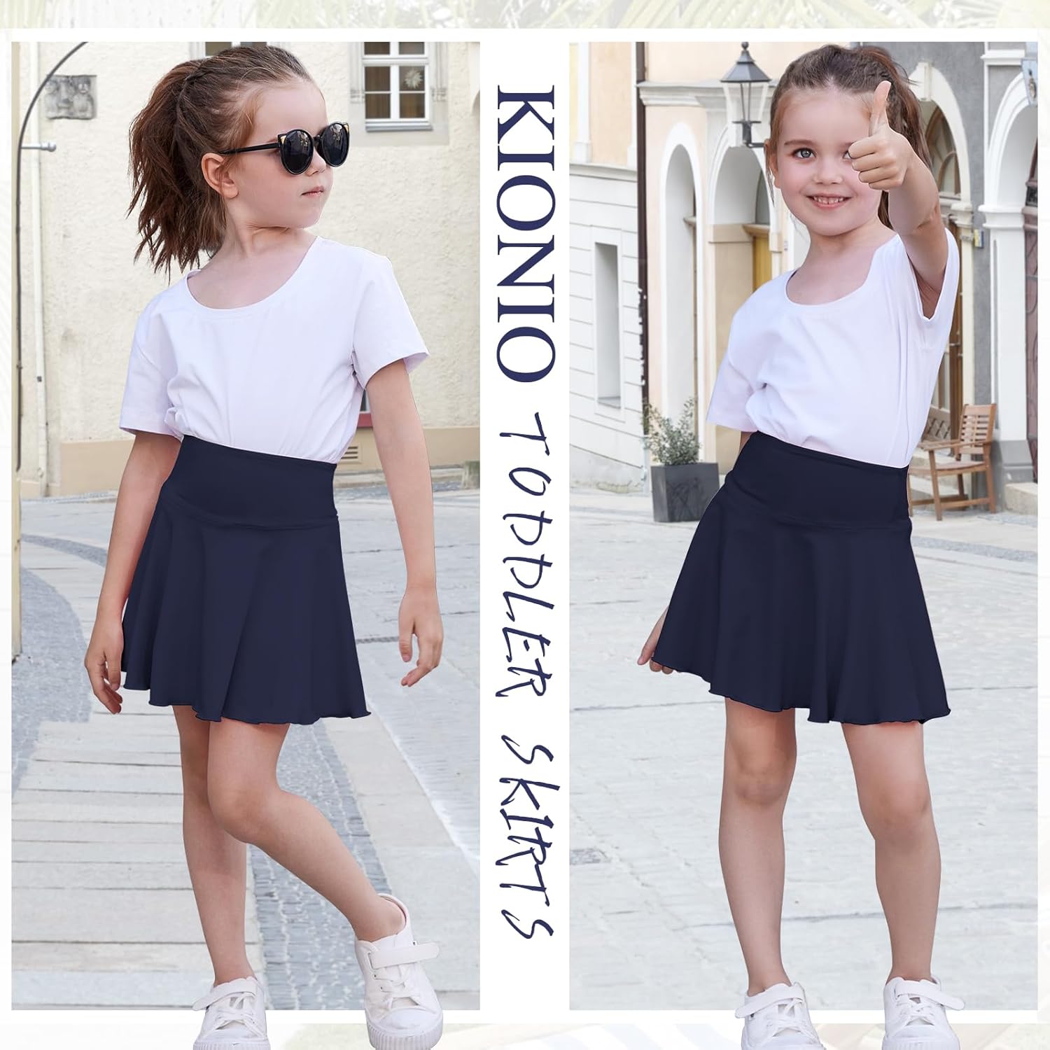 Toddler Baby Girl Skirts Flared Girls Mini Skorts Stretch Tennis Skater Uniform Athletic Skirts with Shorts Pockets - Image 2