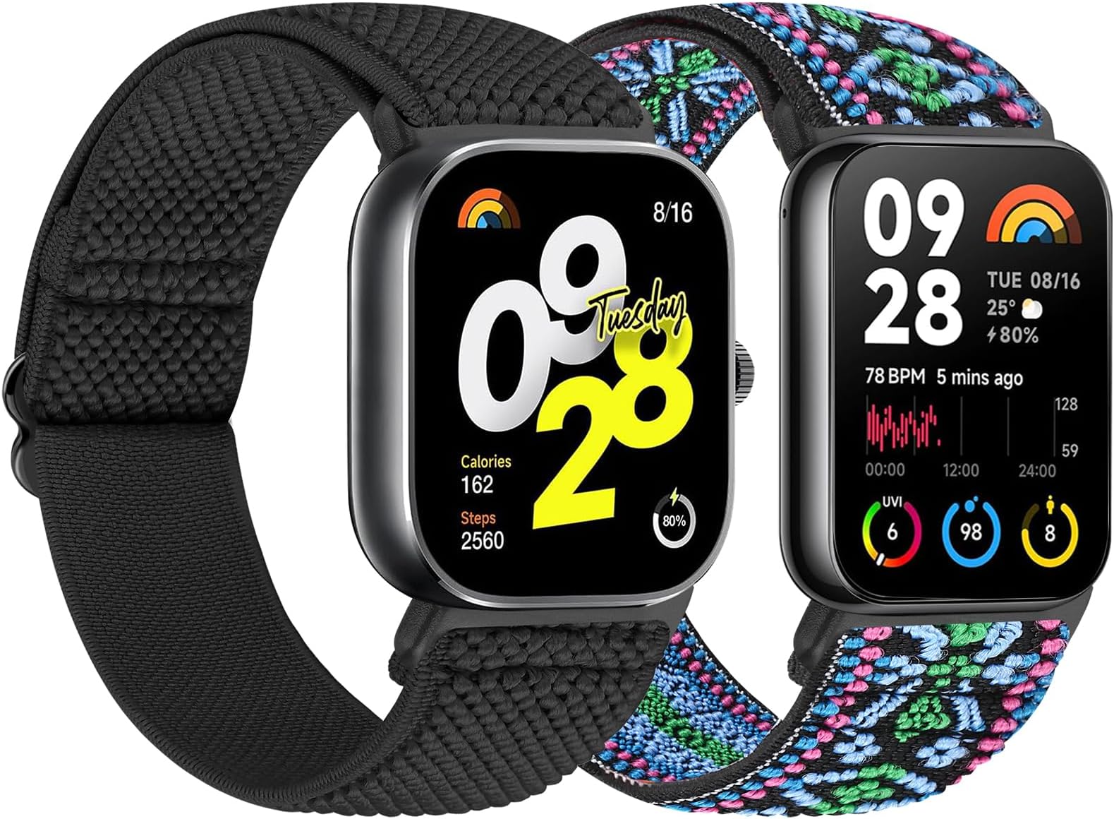 Tiptops Bands Compatible with Redmi Watch 4 /Xiaomi Mi Smart Band 8 Pro/Xiaomi Smart Band 9 Pro Replacement Strap for Women Men, 2 Pack