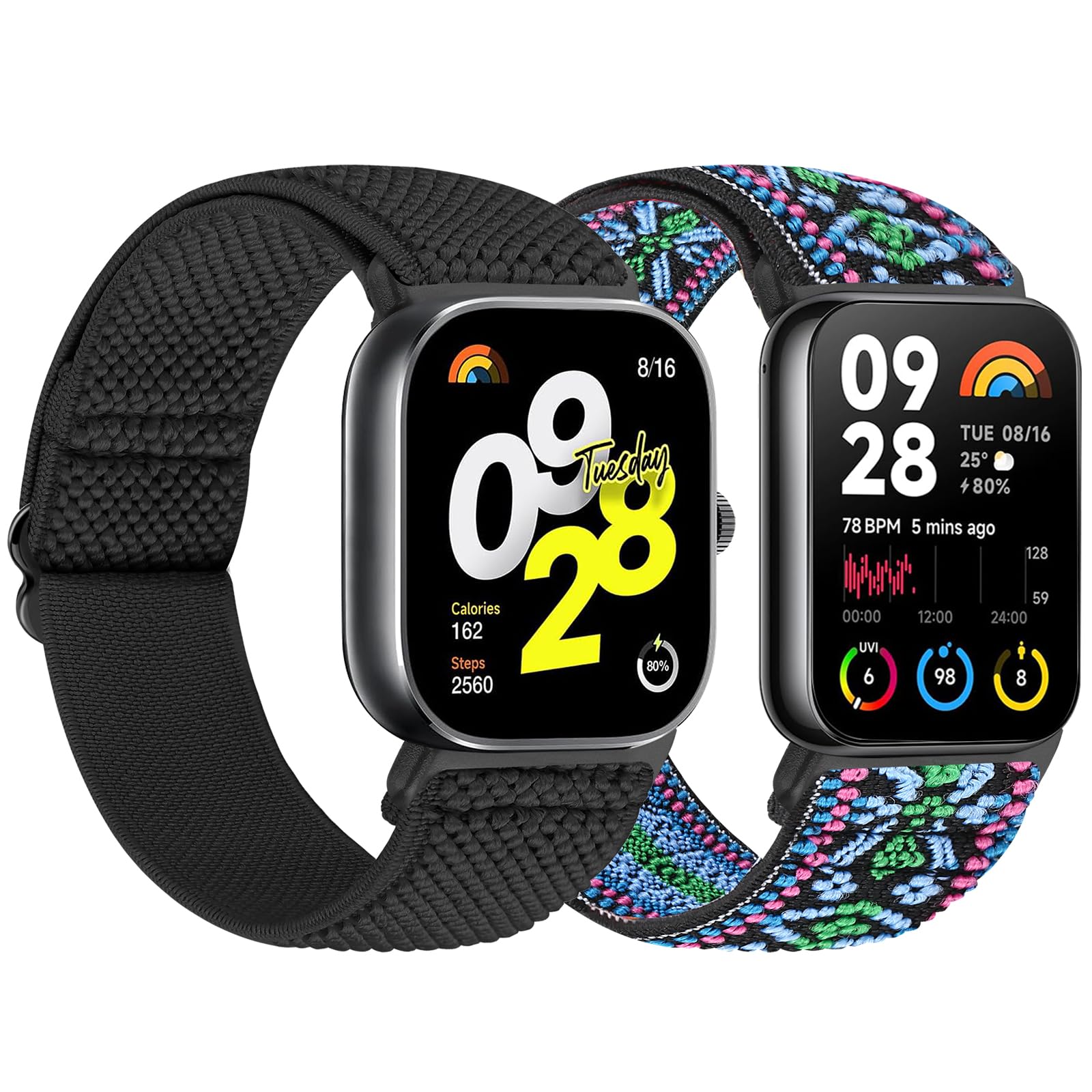 Tiptops Bands Compatible with Redmi Watch 4 /Xiaomi Mi Smart Band 8 Pro/Xiaomi Smart Band 9 Pro Replacement Strap for Women Men, 2 Pack