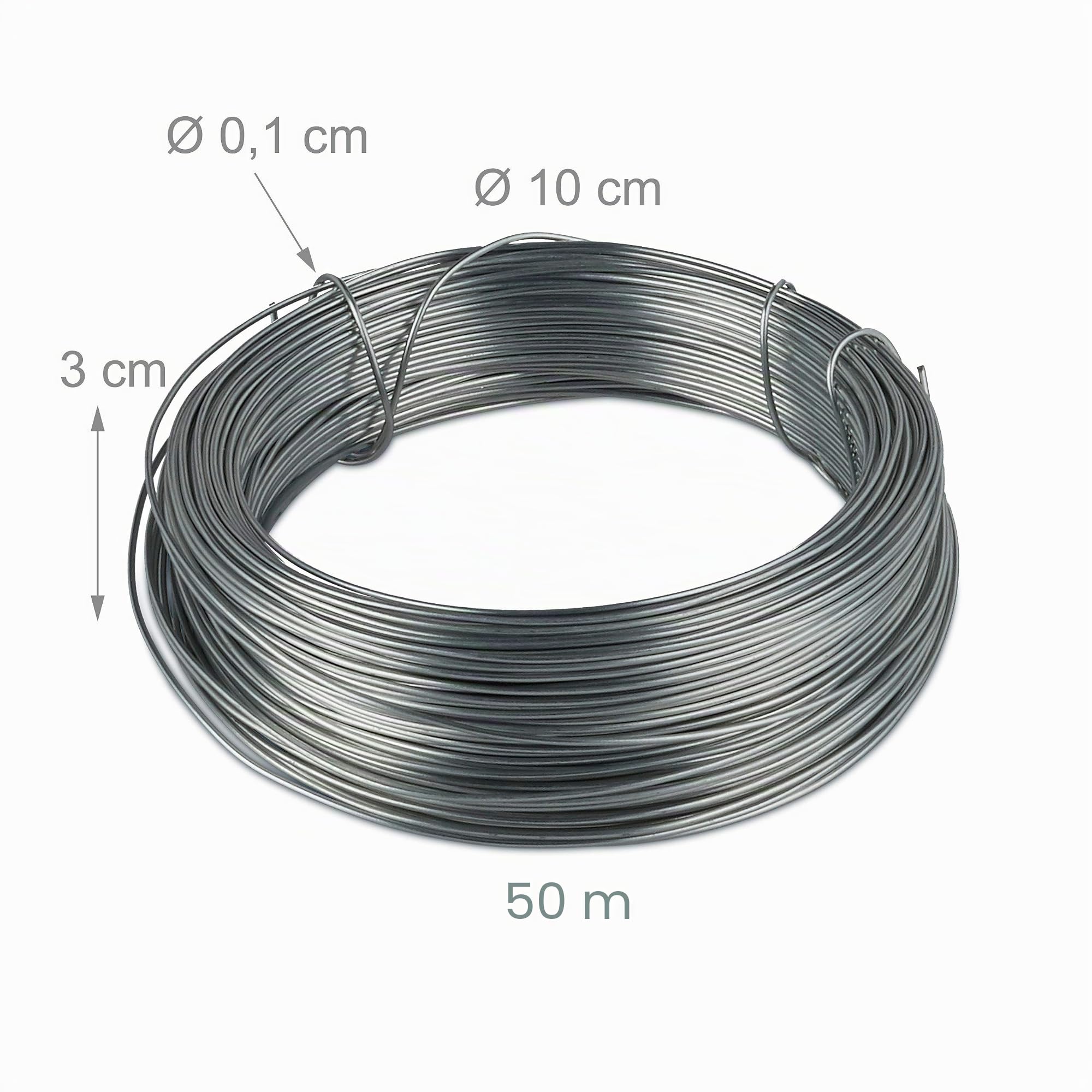 Relaxdays Set de 24 Rollos de Alambre para jardín, Inoxidable, Acero galvanizado, Fino, Manualidades, 50 m, 1 mm, Plateado