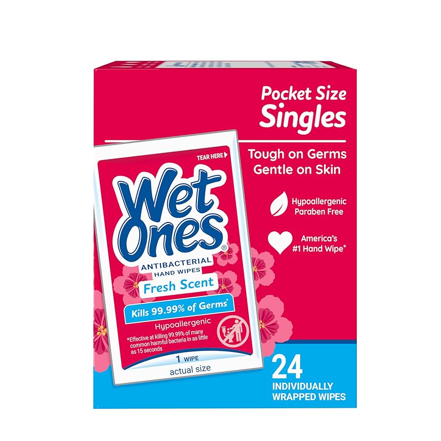 Wet Ones Antibacterial Hand Wipes Singles, Fresh Scent Wipes, Individual Wipes, Antibacterial Wipes, Hand Wipes Individually Wrapped, 24ct (6 pack) - image 9