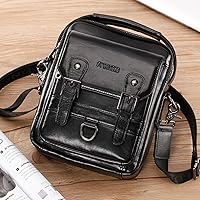 Vista 4 de Hebetag Bolso bandolera de cuero pequeño para hombre, para viajes al aire libre, negocios