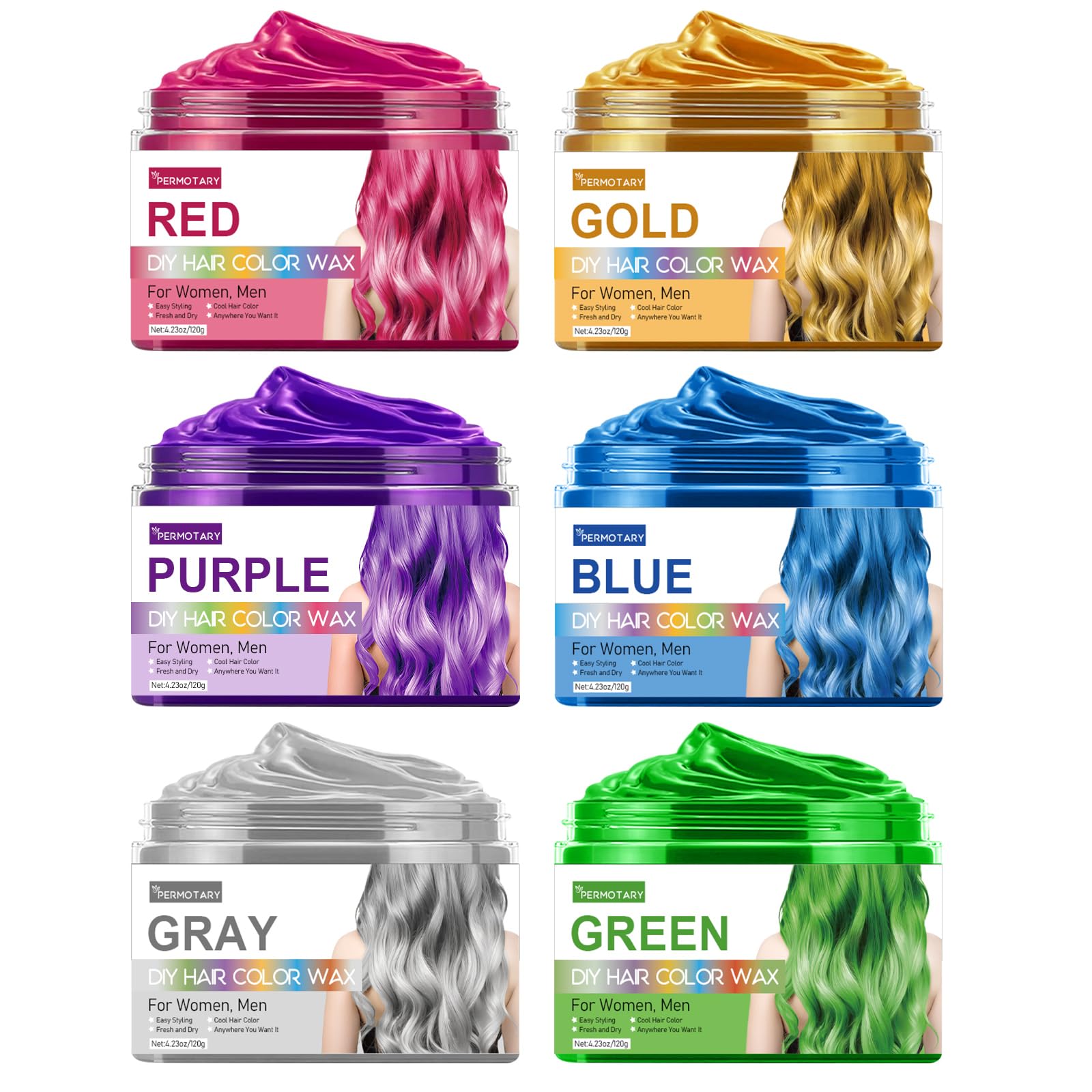 6 Colors Temporary Hair Color Wax