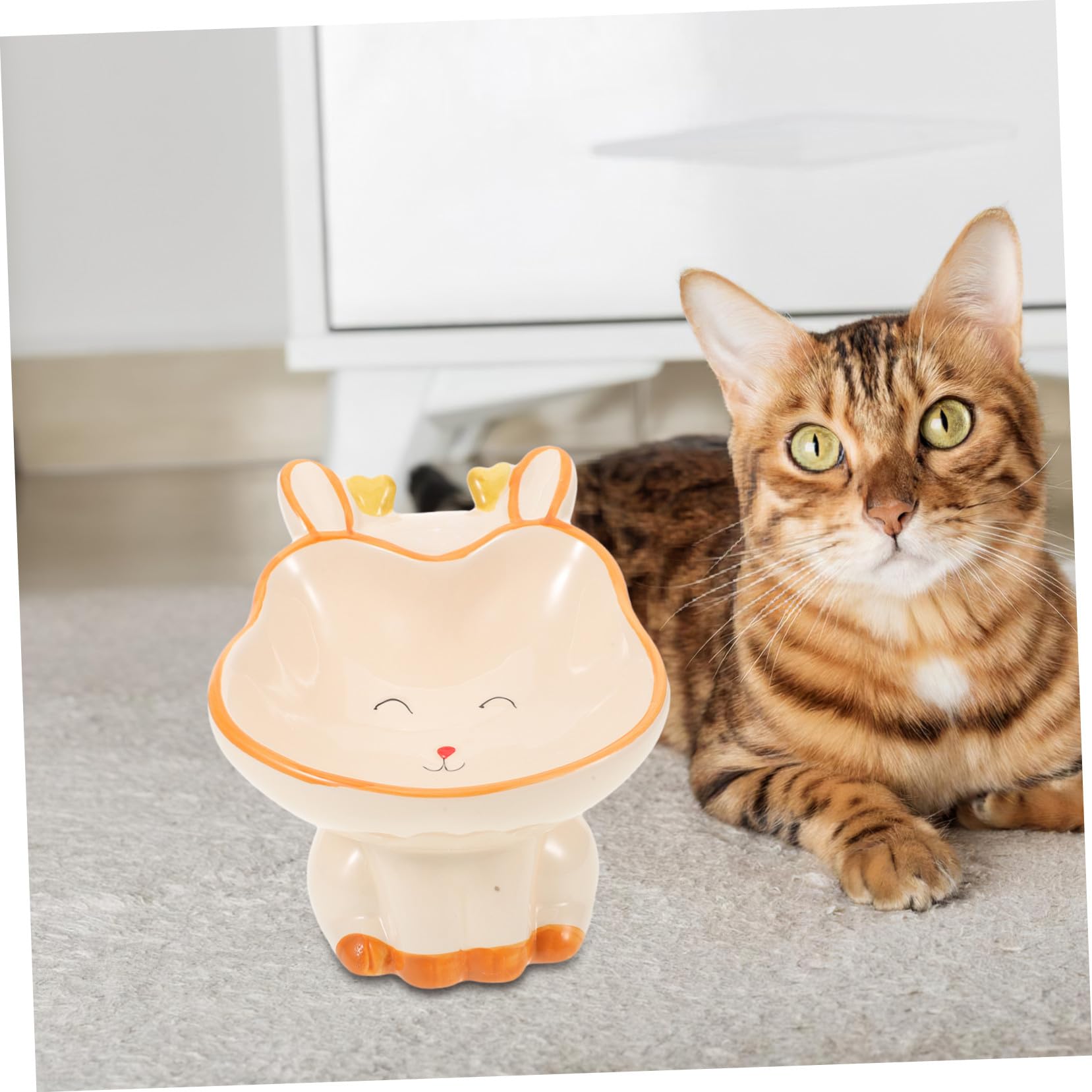 FRCOLOR Keramik Haustiernapf Großes Öffnungsdesign Rutschfester Boden Vielseitiger Futternapf für Katzen und Kleine Hunde Kreative Keramikschale zur Fütterung und Wasserversorgung