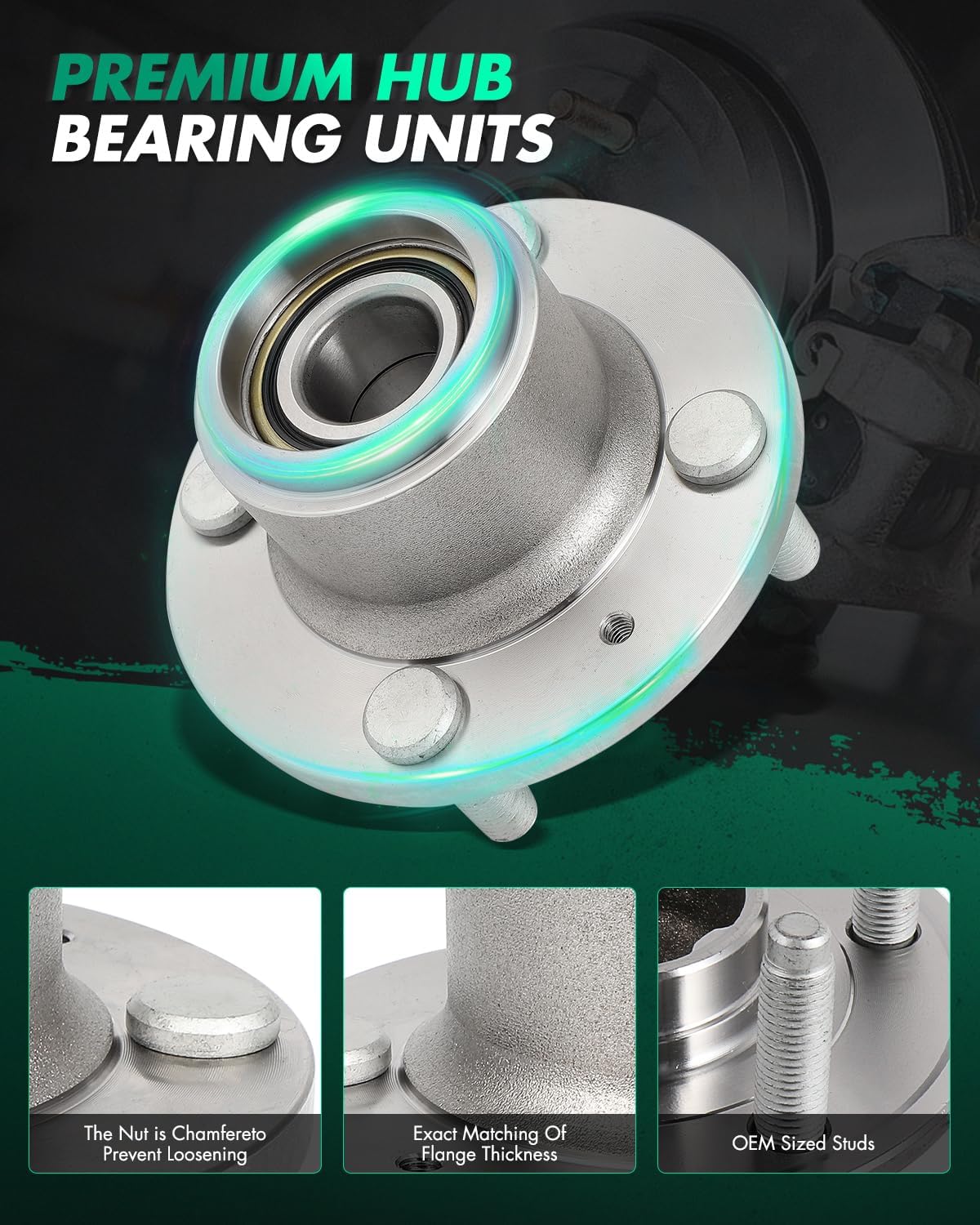 SCITOO Wheel hub Bearing for Chevrolet Aveo for Pontiac G3 Wave 2004-2011 Compatible for OE 541010 Rear Without ABS（1 Pack）