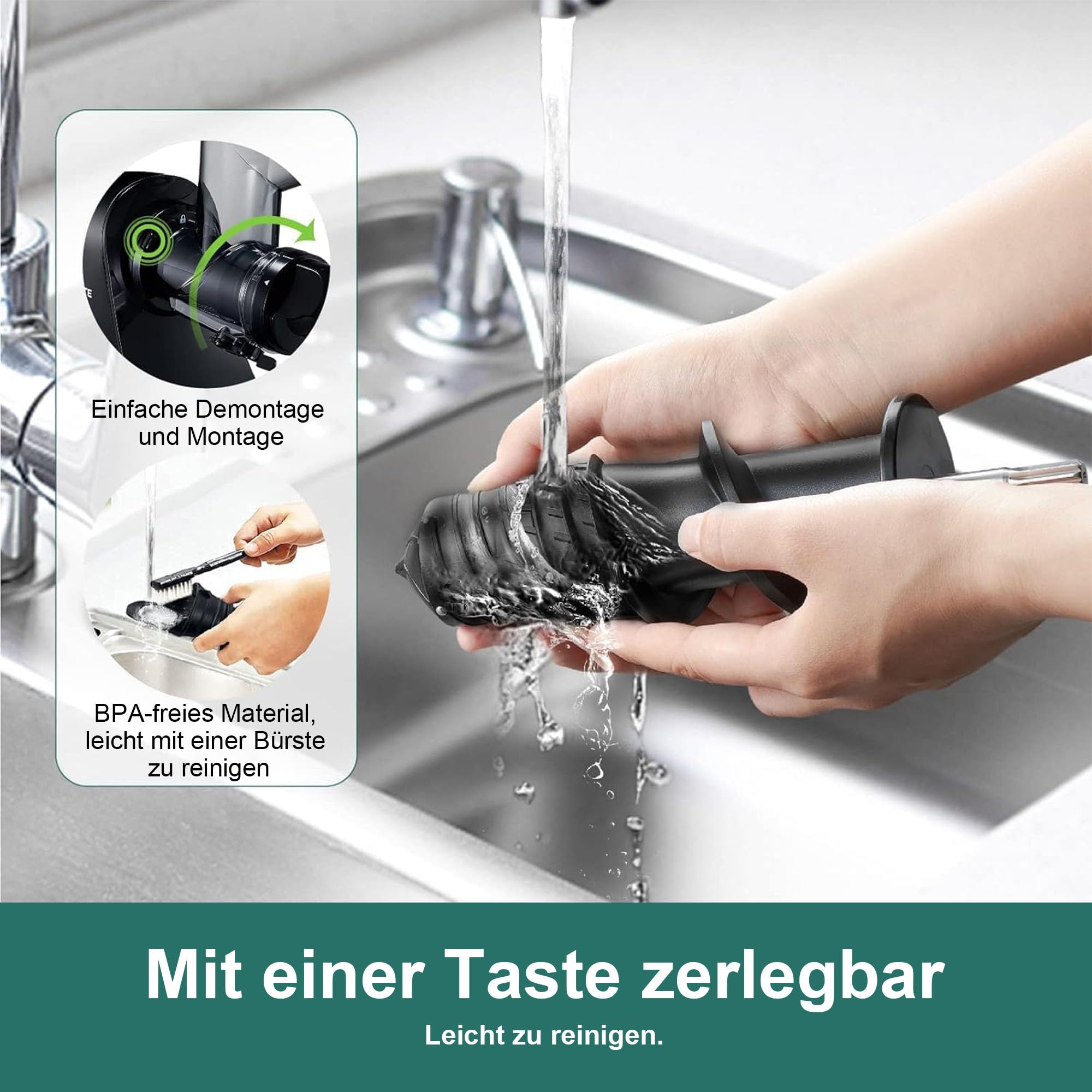 Fretta Slow Juicer Entsafter Gemüse und Obst Testsieger, 76mm Öffnung Cold Press Juicer Machine Obstpresse Elektrisch Saftpresse Kaltpresse Entsafter BPA-Frei, Einfache Reinigung, Schwarz