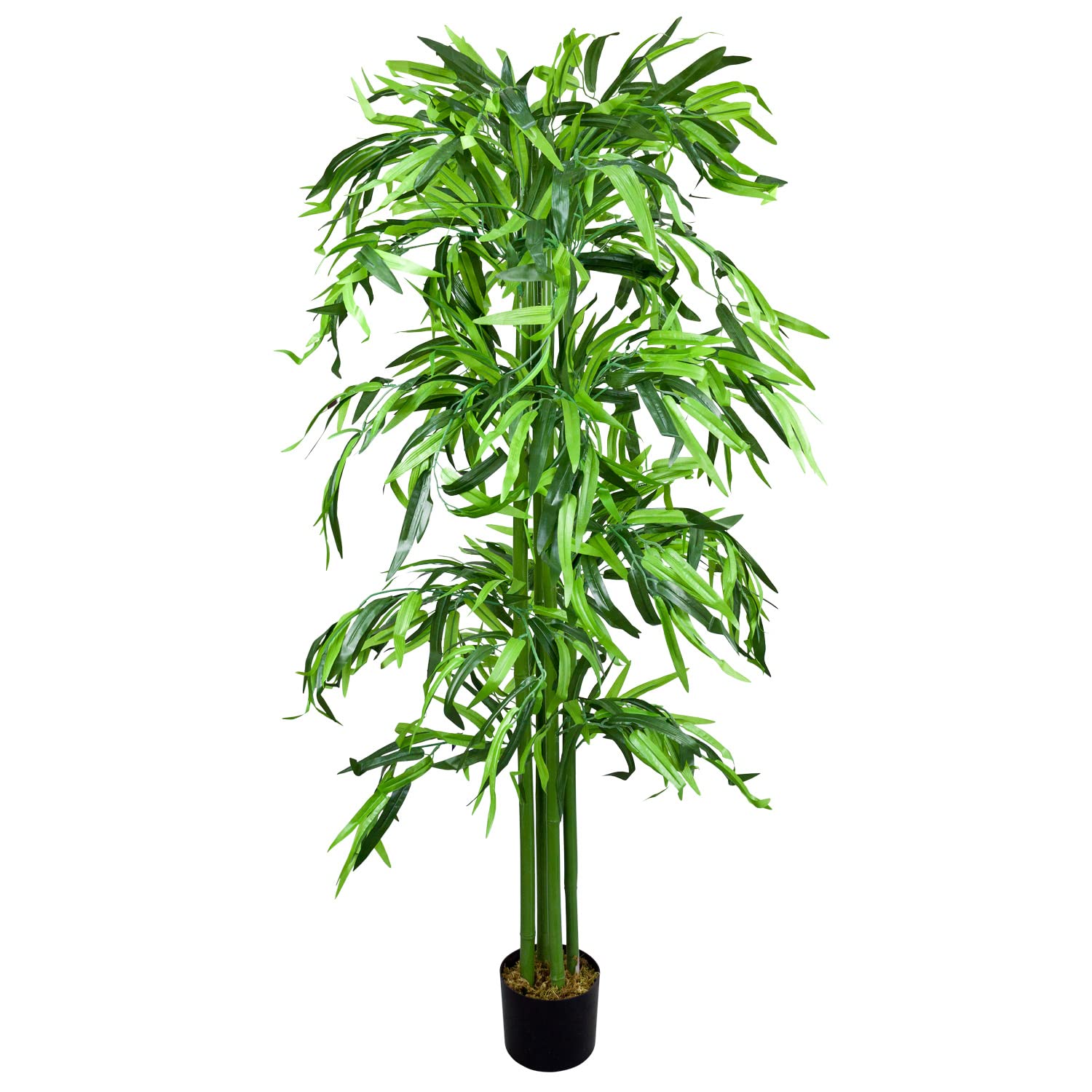 Bambou Plante Arbre Artificielle Artificiel Plastique 140cm avec Un Réel Tronc de Bois Domaine Interne Decovego