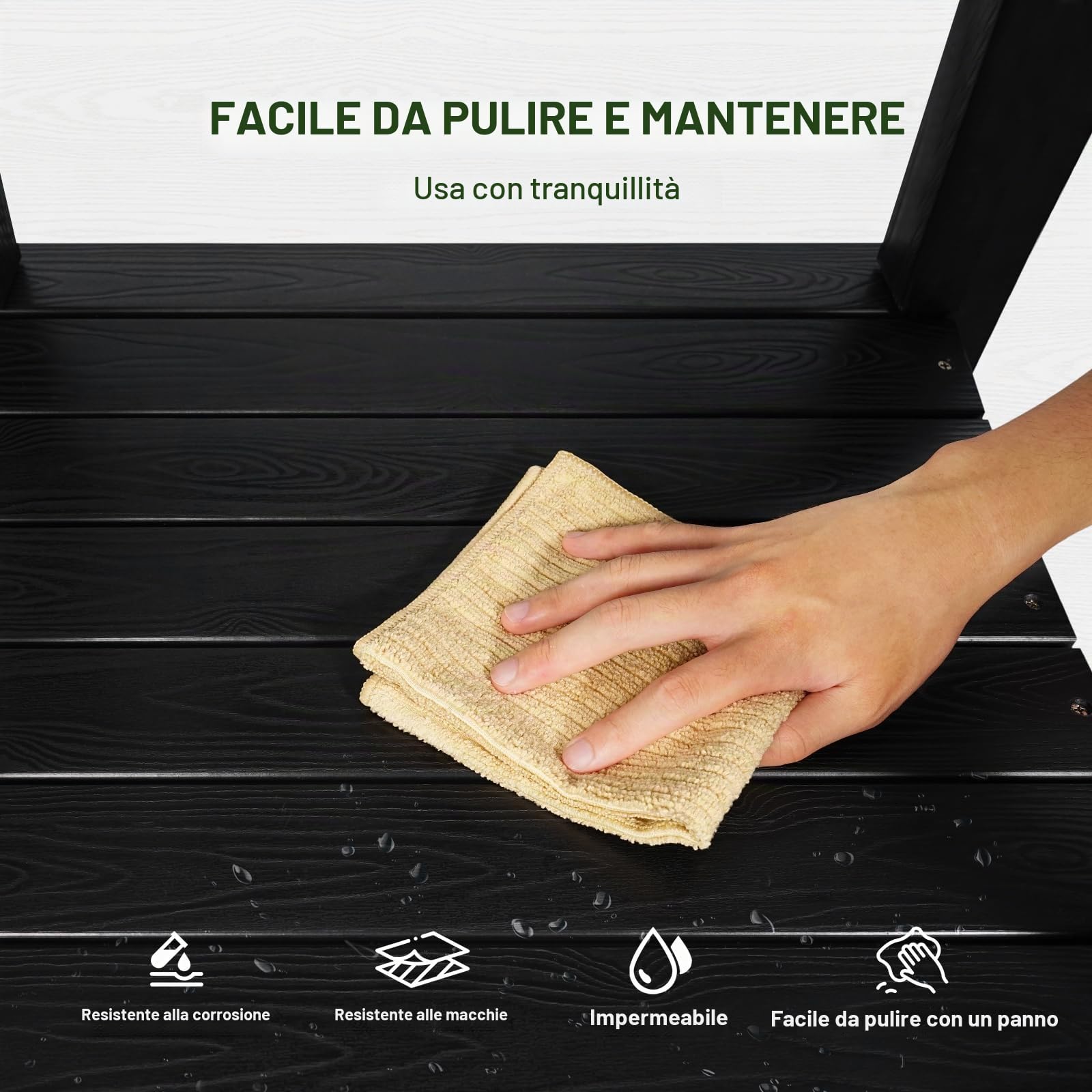 VEVOR Dondolo da Veranda, Sedia a Dondolo da Esterno, Sedia a Dondolo da Patio con Schienale Alto e Braccioli Lisci, Supporta Fino a 181,4 kg, Sedia per Giardino, Balcone, Veranda, Nero 2 Pezzi