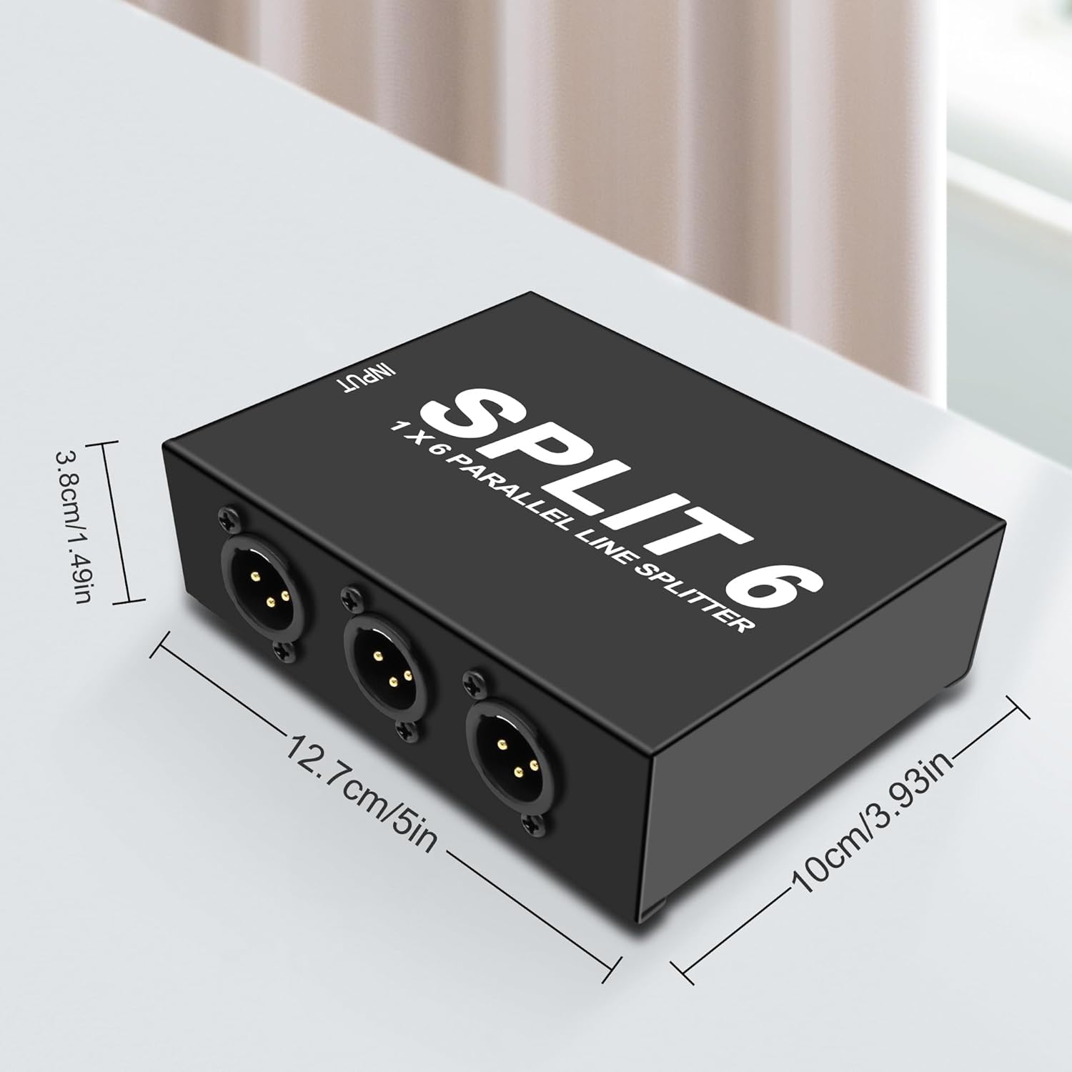 XMSJSIY XLR Splitter Mic Splitter Box 1-IN-6-OUT/6-IN-1-OUT 1 Female to 6 Male XLR Converter 6 Channel Mic Parallel Line Selector Connector for Professional Audio Recording - 1 PCS