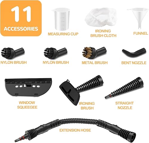 Miniatura 9 de Spurgehom Limpiador a vapor de mano, vaporizador presurizado portátil con gran capacidad de 11.8 fl oz, juego de accesorios de 11 piezas, perfecto